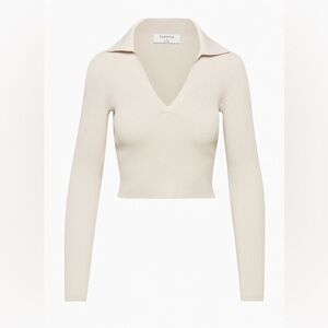Aritzia Babaton Sculpt Knit Polo Long Sleeve